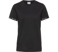 Champion Damen Legacy American Classics Taped Logo Sleeve S/S T-Shirt, Schwarz, Large