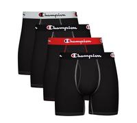 Champion Herren Underwear, Total Support Pouch Boxer Briefs, Moisture-Wicking, Anti-Odor, 4-Pack Retroshorts, Schwarz, 4 Stück, Large (4er Pack)