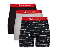 Champion Herren Boxer Briefs, Every Day Comfort Stretch Cotton Moisture-Wicking Underwear, Multi Retroshorts, Schwarz/Oxford Grey Heather/Black Script Logo - 3er-Pack, XL