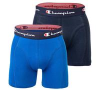 Champion Herren Boxershorts, 2er Pack - Baumwolle, Logobund, einfarbig Blau/Marine S