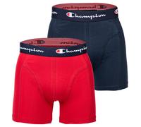 Champion Herren Boxershorts, 2er Pack - Baumwolle, Logobund, einfarbig Marine/Rot 2XL