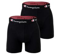 Champion Herren Boxershorts, 2er Pack - Baumwolle, Logobund, einfarbig Schwarz M