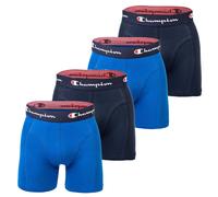 Champion Herren Boxershorts, 4er Pack - Baumwolle, Logobund, einfarbig Blau/Marine L