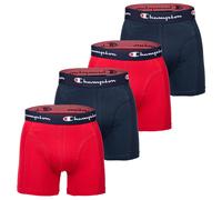 Champion Herren Boxershorts, 4er Pack - Baumwolle, Logobund, einfarbig Marine/Rot 2XL