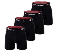 Champion Herren Boxershorts, 4er Pack - Baumwolle, Logobund, einfarbig Schwarz S