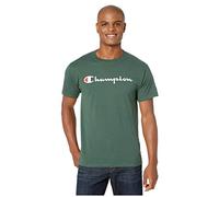 Champion Herren, Classic Graphic, Soft and Comfortable for Men, Script Logo (Reg. Or Big & Tall) T-Shirt, Dunkelgrüne Schrift, Klein