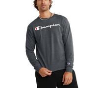 Champion Herren Classic Long Sleeve Tee, Script T-Shirt, Granit Heather-y07718, Klein