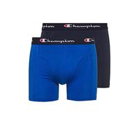 Champion Herren Boxershorts, 2er Pack - Baumwolle, Logobund, einfarbig Blau/Marine S