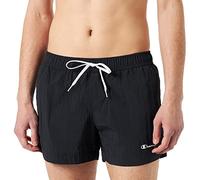 Champion Herren Legacy Beachshorts Ac Small Short Badehose, Schwarzes Logo in Kontrastfarbe