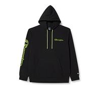 Champion Herren Legacy Neon Spray Powerblend Terry Contrast Logo Kapuzenpullover, Schwarz, S