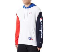 Champion Herren Legacy Retro-Sport-Heavy Spring Terry Color Block Kapuzenpullover, Weiß/Marineblau/Rot/Elektroblau, XL