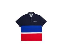 Champion Herren Legacy Retro Sport Polo-Color Block S/S Polohemd, Marineblau/Elektroblau/Rot, Medium