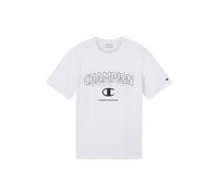 Champion T-Shirt mit Label-Print und Rundhalsausschnitt in Weiss, Größe L