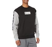 Champion Herren Midweight Fleece Pullover Logo Sweatshirt, Schwarz/Mattgrau, Large