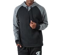 Champion Herren Powerblend Fleece Bequemer Hoodie Sweatshirt (Reg groß) Kapuzenpullover, Schwarz/Schwarz/Manhattan Mist C Logo, L