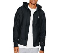 Champion Herren Reverse Weave Fleece Zip Up Hoodie Sweatshirt, Schwarz-C-Logo, Medium
