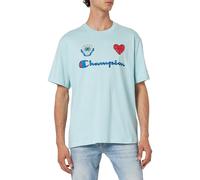 Champion Herren Rochester 1919 Eco Future-Circular Recycled Cotton Graphic S/L T-Shirt, Pastellblau, Medium