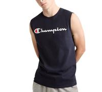 Champion Herren T-Shirt, Sleeveless, Tank, Classic Muscle Tee Top for Men (Reg. Or Big & Tall) Hemd, Marineblau - klassisches Schrift-Logo, Klein