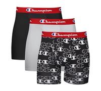 Champion Herren Underwear Boxer Briefs, Everyday Active, Lightweight Stretch, Multi-Pack Retroshorts, Ebenholz/Ebenholz mit C-Logo-Druck Silverstone, 3 Stück, Small (3er