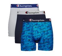 Champion Herren Underwear Boxer Briefs, Everyday Active, Lightweight Stretch, Multi Retroshorts, Blauer Druck Logo/Marineblau/Silverstone - 3er-Pack, Large