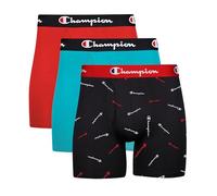 Champion Herren Underwear Boxer Briefs, Everyday Active, Lightweight Stretch, Multi Retroshorts, Schwarz mit Script-Logo/Electric Cyan/Scarlet - 3er-Pack, XX-Large