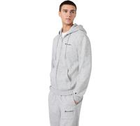 Champion Herren Sweatjacke mit Kapuze - Full Zip Hoodie Sweatshirt, Heavy Soft, Fleece, gesticktes Logo Hellgrau L