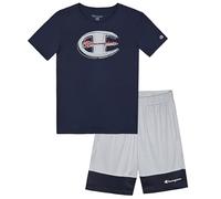 Champion Jungen 2-teiliges Kurzarm-Shirt und Netz-Shorts, Dark Navy-Grey, 6