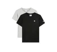 Champion Jungen Legacy Basics B 2-Pack Crewneck T-Shirt, Schwarz/Hellgrau Melange, 13-14 Jahre EU