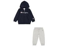 Champion Jungen Legacy Script Shop TD (306898) - Ultra-light Powerblend Fleece Hooded Anzug, Blu Marino/Grigio Melange Chiaro,