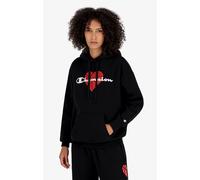 Champion Kapuzenpullover (Hoodie gefüttert) Logo mit Basketballherz-Print schwarz Damen, Größe S
