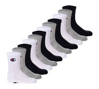 Champion Kinder Socken, 12er Pack - Crew Socken, einfarbig Schwarz/Grau/Weiß / 31-34 31-34 Mehrfarbig
