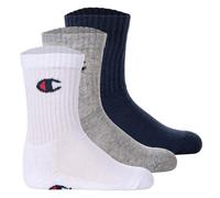 Champion Kinder Socken, 3er Pack - Crew Socken, einfarbig Blau/Weiß/Grau / 27-30 27-30 Mehrfarbig