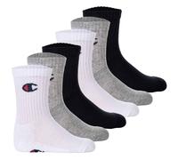Champion Kinder Socken, 6er Pack - Crew Socken, einfarbig Schwarz/Grau/Weiß 31-34