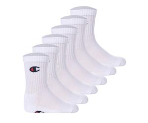 Champion Kinder Socken, 6er Pack - Crew Socken, einfarbig Weiß 31-34