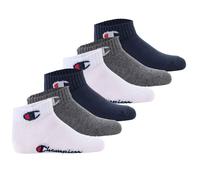 Champion Kinder Socken, 6er Pack - Quarter, Logo, einfarbig Blau/Weiß/Grau 27-30