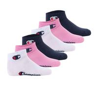 Champion Kinder Socken, 6er Pack - Quarter, Logo, einfarbig Pink/Weiß/Blau / 31-34 31-34 Mehrfarbig