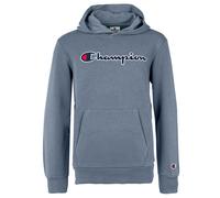 Champion Kinder Unisex Hoodie - Pullover, Baumwolle, Kapuze, Tasche, Logo, einfarbig Blaugrau XS