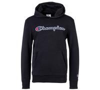 Champion Kinder Unisex Hoodie - Pullover, Baumwolle, Kapuze, Tasche, Logo, einfarbig Schwarz XS