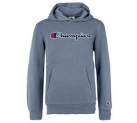 Champion Kinder Unisex Hoodie - Pullover, Baumwolle, Kapuze, Tasche, Logo, einfarbig Blaugrau XS