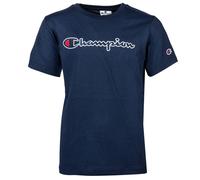 Champion Kinder Unisex T-Shirt - Crewneck, Rundhals, Cotton, großes Logo, einfarbig S Blau