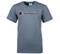 Champion Kinder Unisex T-Shirt - Oberteil, Rundhals, Baumwolle, Logo, einfarbig Blaugrau XS