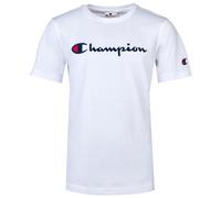 Champion Kinder Unisex T-Shirt - Oberteil, Rundhals, Baumwolle, Logo, einfarbig Weiß / XS XS Weiß