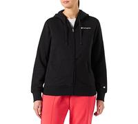 Champion Legacy American Classics Powerblend Terry Small Logo Full Zip Sweatshirt mit Kapuze für Damen, Schwarz, S