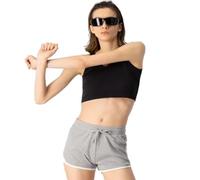 Champion Legacy American Classics Soft Cotton 1x1 Rib Small C-Logo Shorts, Hellgrau Melange, M Damen