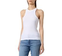 Champion Legacy Icons Tonal Logo Polo W - Soft Cotton 1x1 Rib Crop Slim S/S Crewneck Tanktop, Weiß, XL Damen SS24, Weiß, X-Large