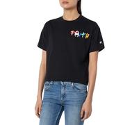 Champion Legacy Icons W Crop Oversize Graphic S/S Crewneck T-Shirt, Schwarz, XS Damen, Schwarz, XS