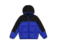 Champion Legacy Outdoor Retro Sport B (306872) - WR Ripstop Nylon Woven 40gr Kapuzenjacke, Mehrfarbig Tiefblau/Schwarz (BAI/NBK), 11-12 Jahre (L) Kind FW24