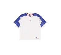 Champion Legacy Retro Sport (220329) - Shiny PolyWarpKnit Unbrushed Crewneck T-Shirt, Weiß/Tiefblau (Wht/BAI/CRD), M Retro Sport Herren FW24, Weiß/Tiefblau (Wht/Bai/CRD), Medium