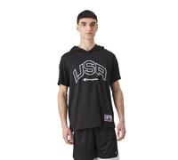 Champion Legacy Retro Sport - USA Hooded S/L T-Shirt, Schwarz, M Herren SS24, Schwarz, M