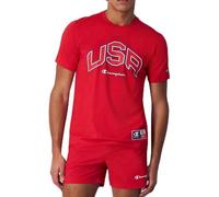 Champion Legacy Retro Sport - USA S/S Crewneck T-Shirt, Rot, L Herren SS24, rot, Large